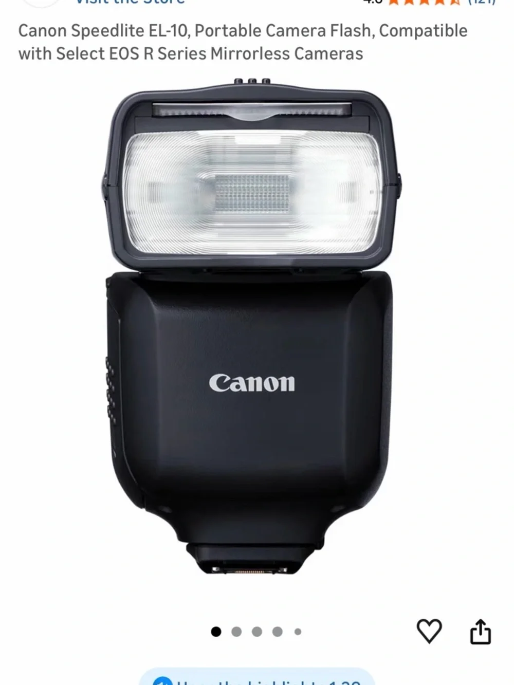 Canon Black Speedlite EL-10 Compact Camera Flash. BRAND NEW, ONLY OPENED FOR PIC - Picture 1 of 6